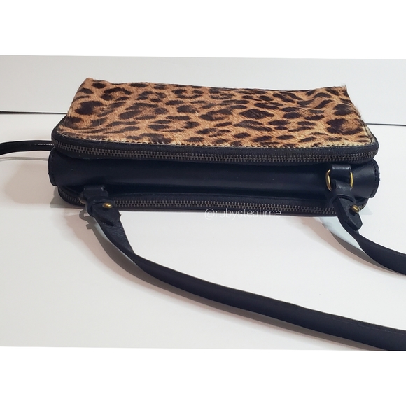 🎉MADEWELL Limited Edition Twin Cross Body Bag,Calf Hair with Leopard Print, NEW - Picture 5 of 16